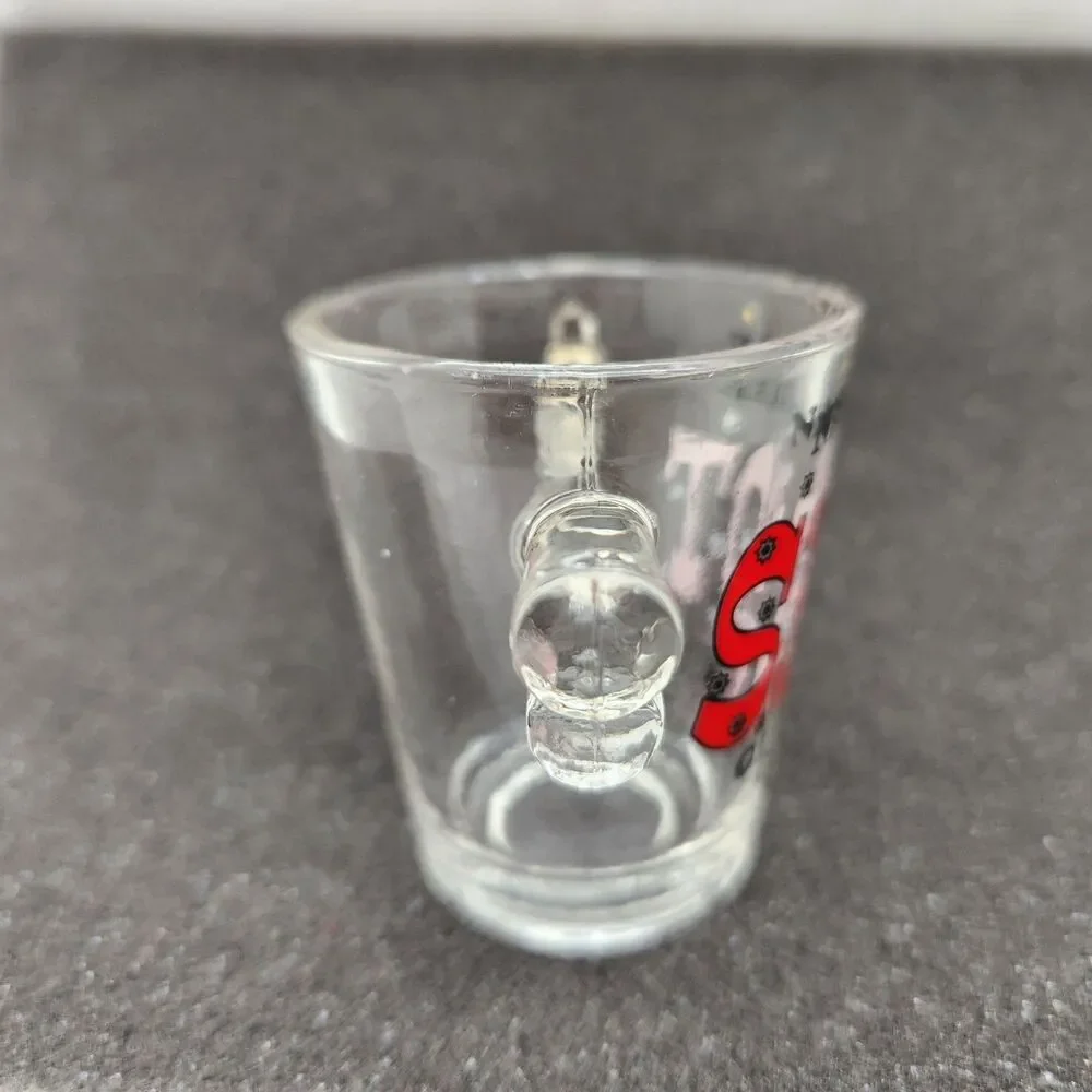 Shot Glass 3D Handle Pistol Nashville Or Texas Made In Taiwan Vintage Bar Ware